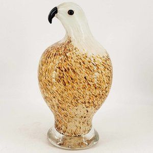 Hand Blown Studio Art Glass Large Specked Chubby Bird 9"